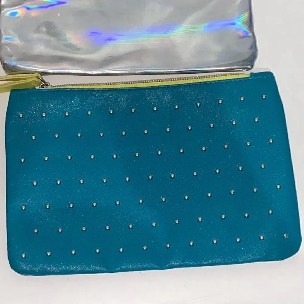 Ipsy Glam Bag Lot 6 Makeup Pouches Rose Gold Teal Studded Silver Holographic Set